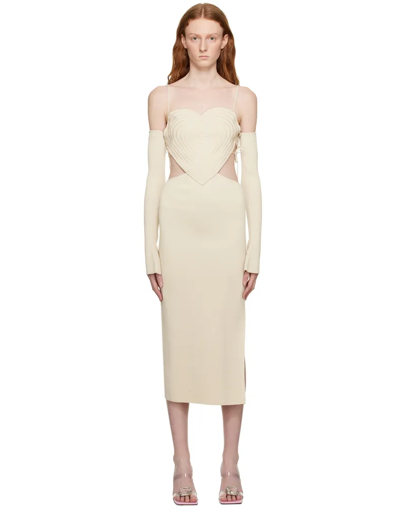 Mach & Mach Beige Heart Midi Dress Beige