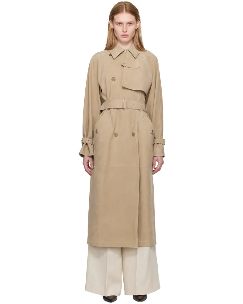 Max Mara Beige Quinto Leather Coat 1