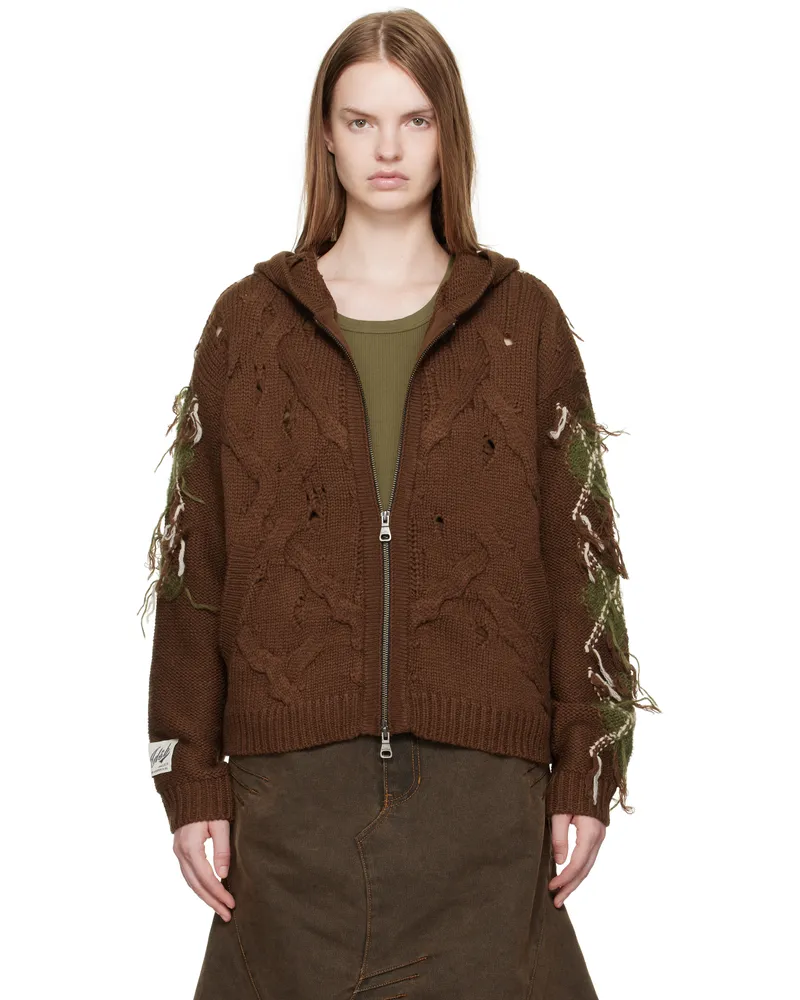 Andersson Bell Brown Argyle Fisherman Zip-Up Hoodie Brw