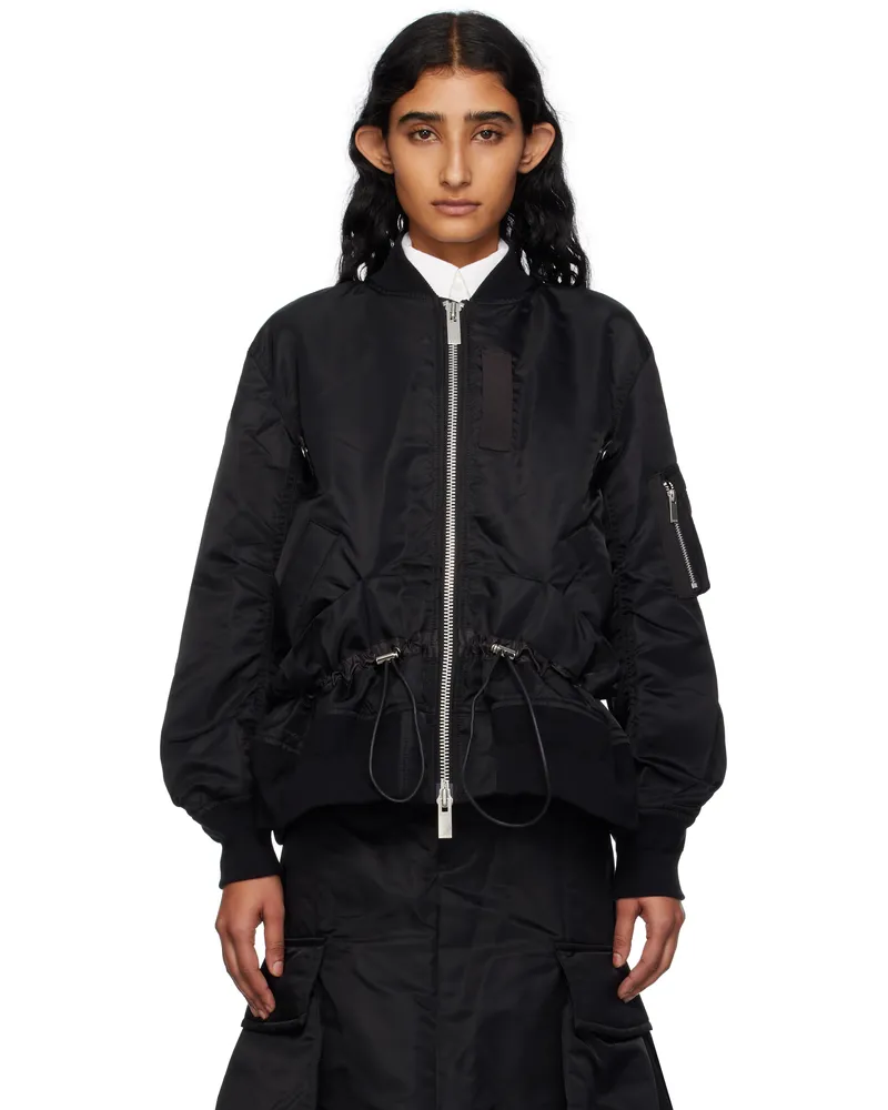Sacai Black Nylon Twill Blouson Bomber Jacket 001