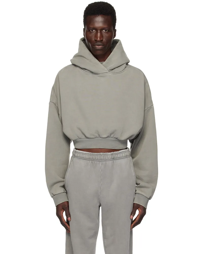 Entire Studios Gray Cropped Heavy Hoodie Rhino