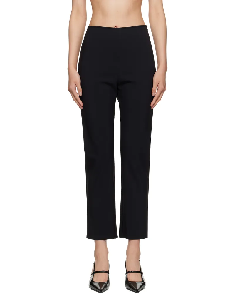 Róhe Black Cigarette Scuba Cropped Trousers 001_308