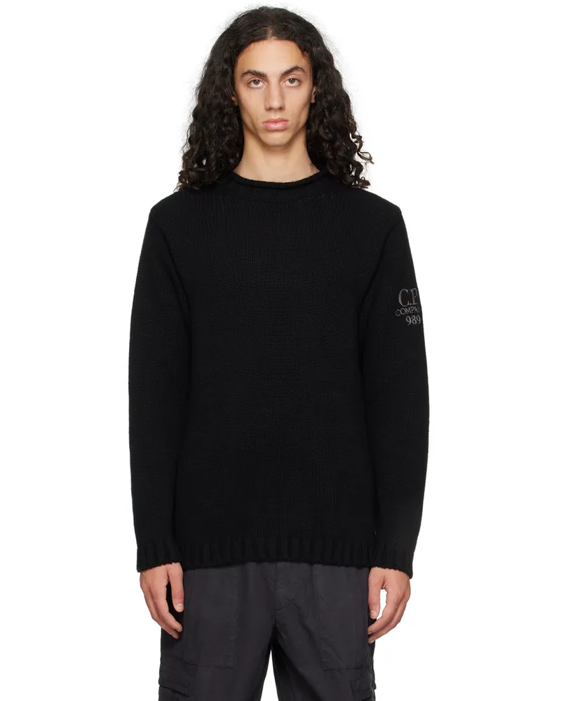 C.P. Company Black Embroidered-Logo Sweater 999