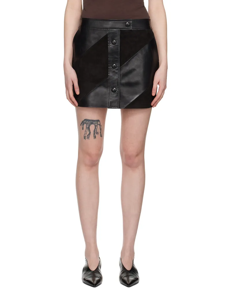 STAND Black Seona Leather Miniskirt Black