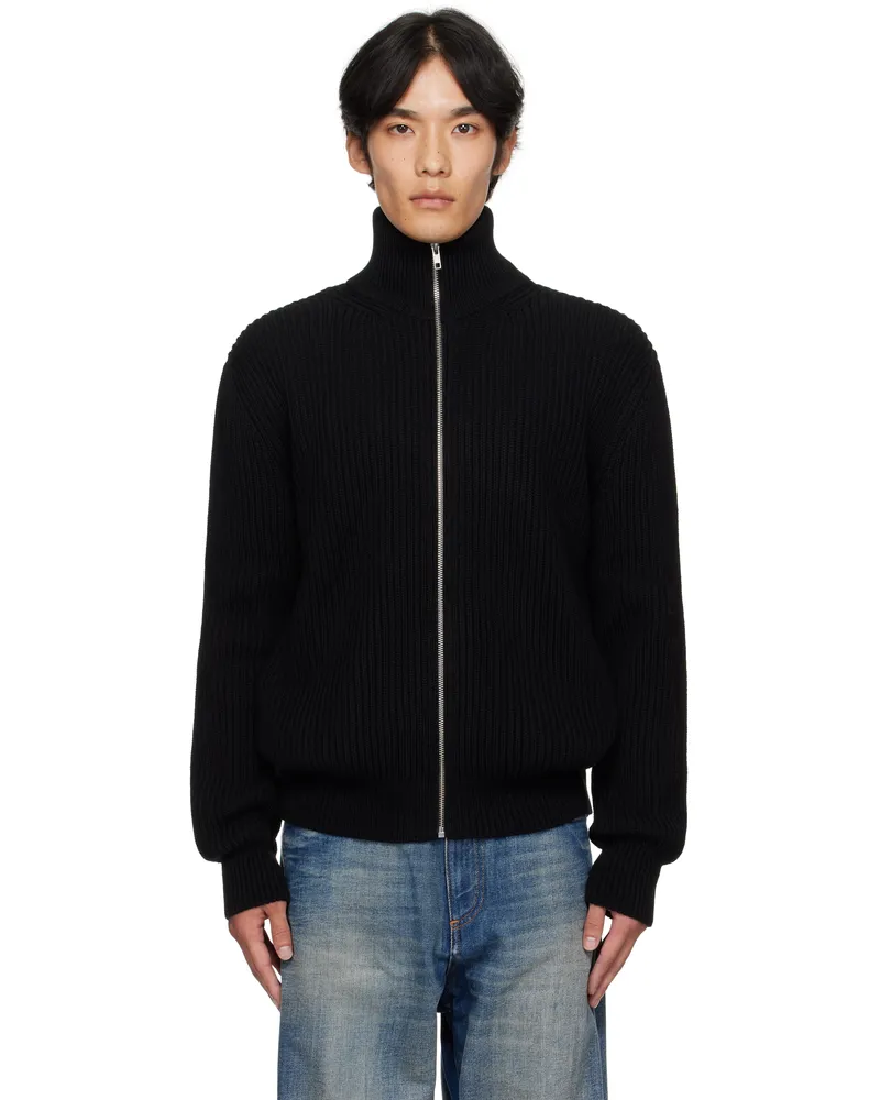 Maison Margiela Black Ribbed Knit Sports Jacket 900