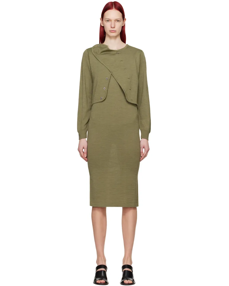 Christophe Lemaire Green Layered Midi Dress Grlight