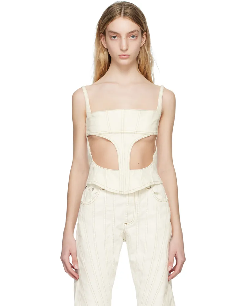 Thierry Mugler SSENSE Exclusive Off-White Tank Top B15n1