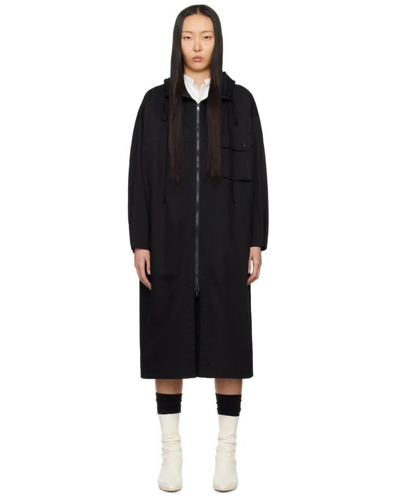 Yohji Yamamoto Black Hooded Coat 3