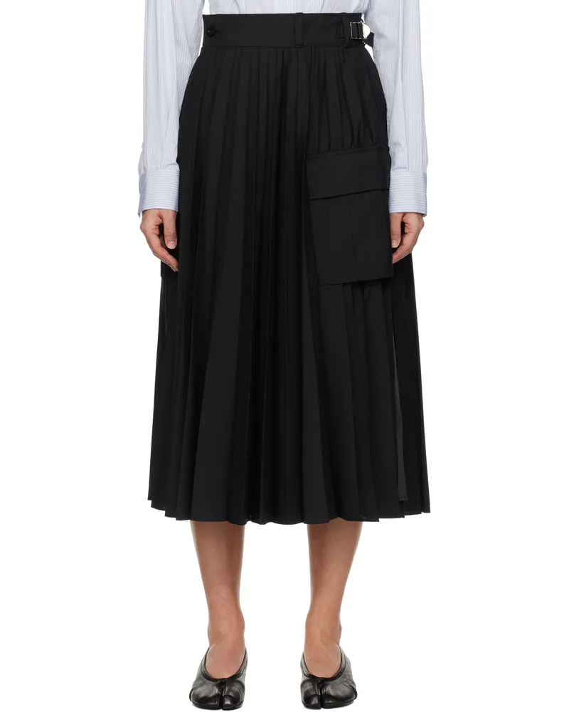 Sacai Black Suiting Midi Skirt 001