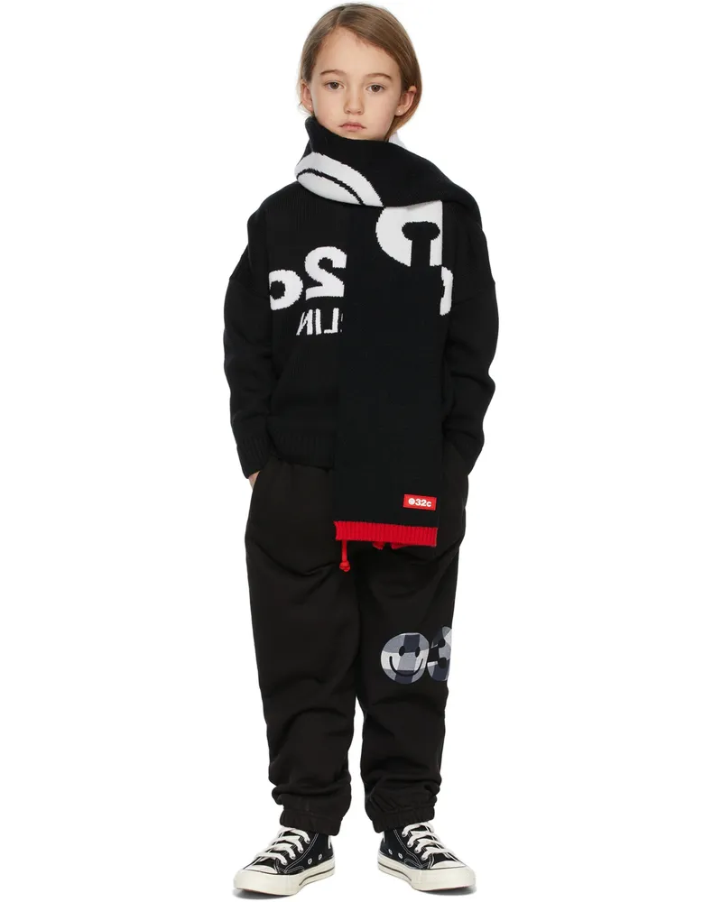 032c SSENSE Exclusive Kids Black Smiley Logo Lounge Pants Black
