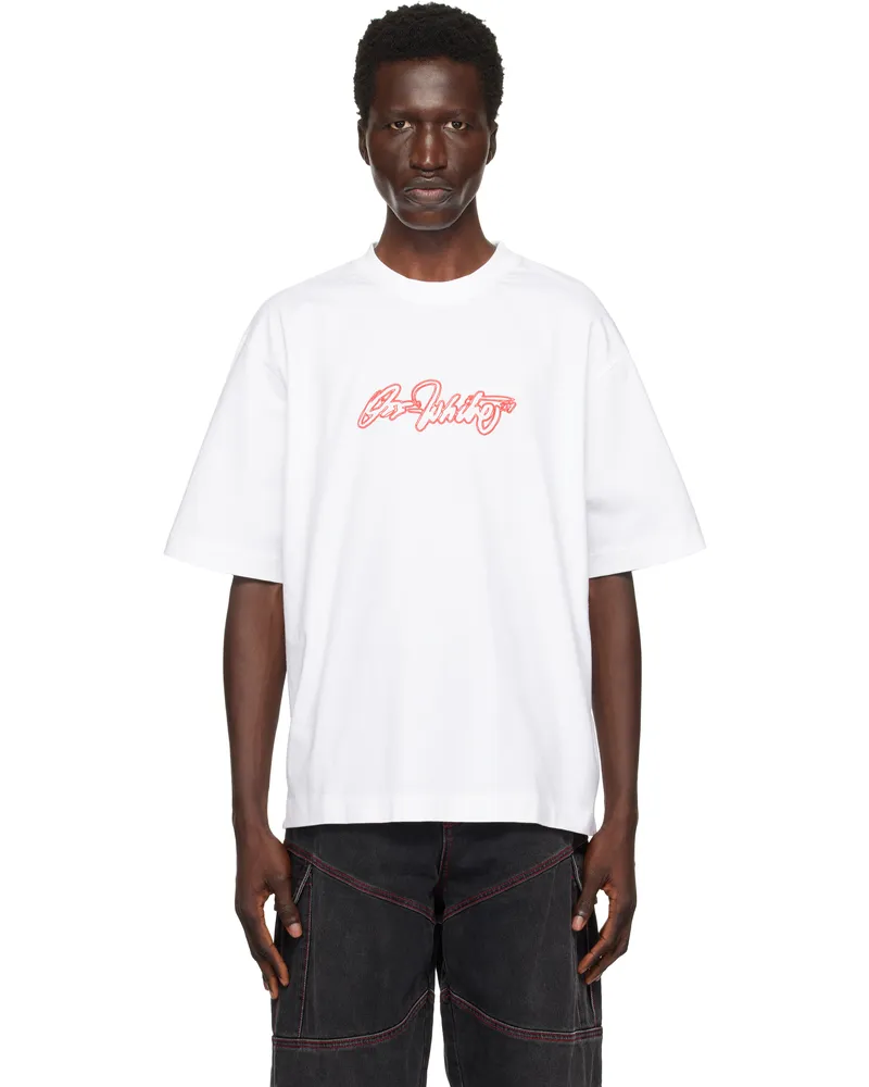 OFF-WHITE White Script Outline Skate T-shirt White