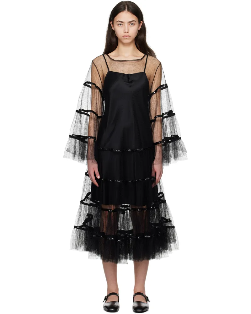 BODE Black Swan Midi Dress Black
