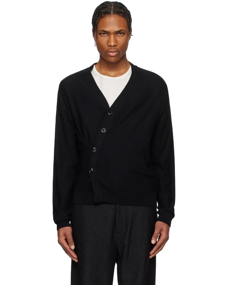 Christophe Lemaire Black Relaxed Twisted Cardigan Bk999