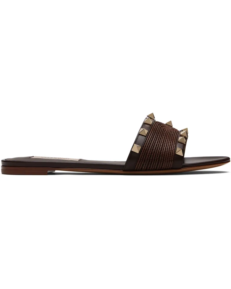 Valentino Garavani Brown Rockstud Slide Sandals Kg8