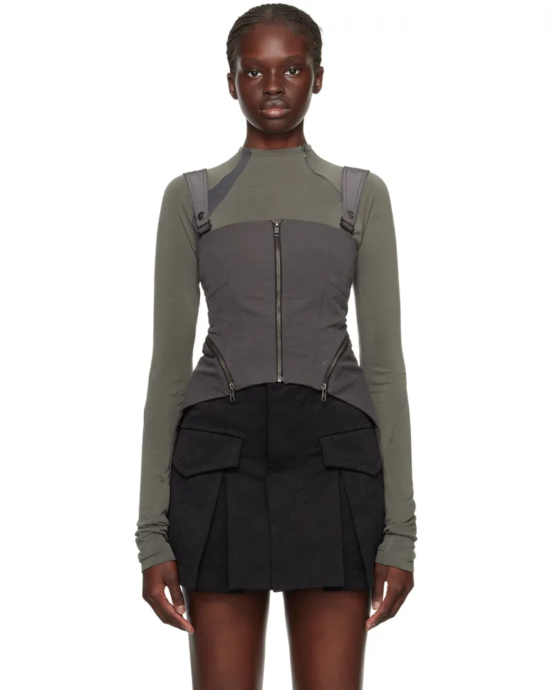 Hyein Seo Gray Zip Camisole Charcoal