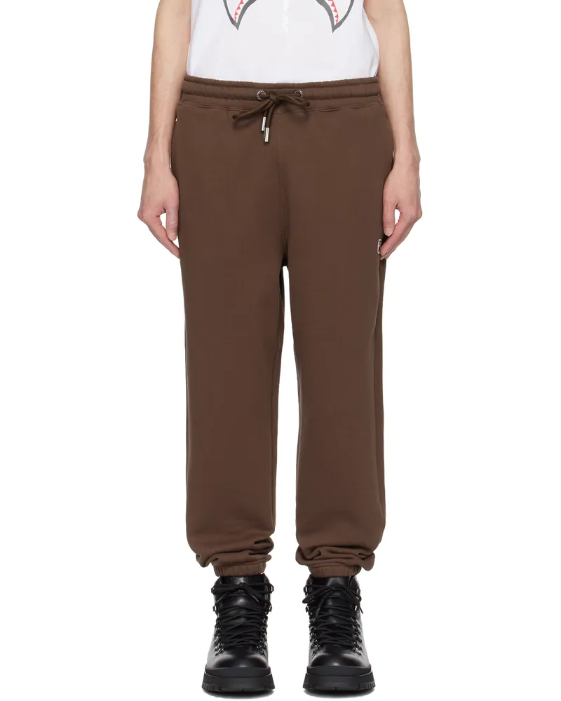 BAPE Brown One Point Relaxed Fit Sweatpants Brown