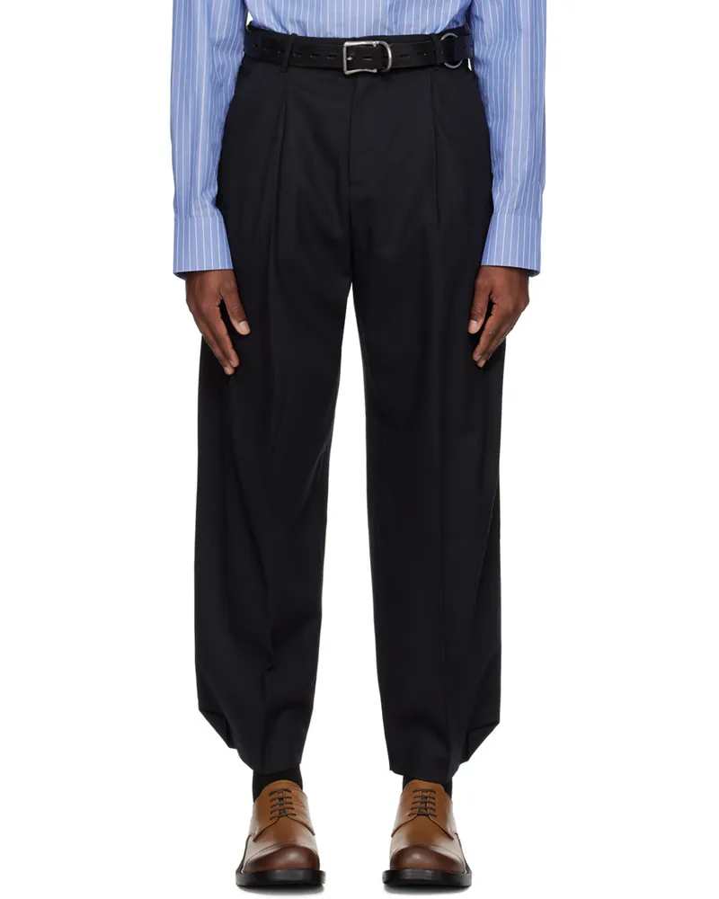 Adererror Navy Pleated Trousers Navy