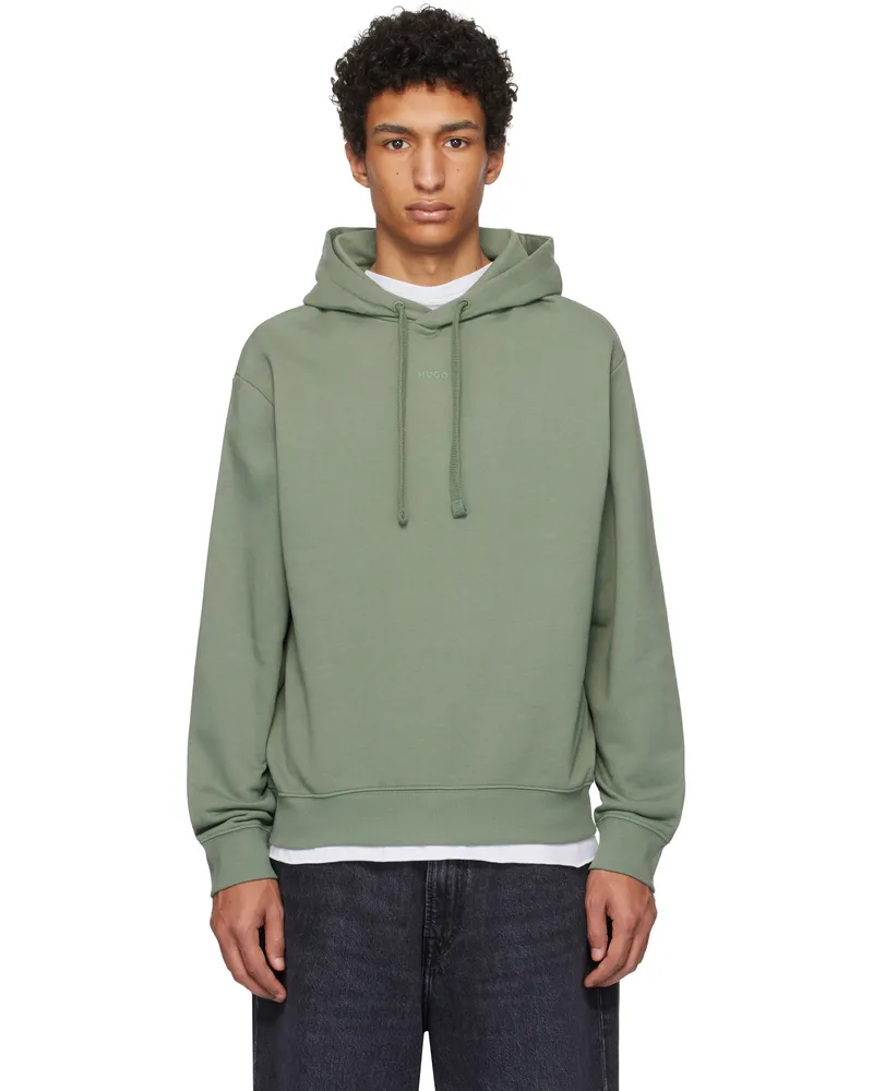 HUGO BOSS Green Relaxed-Fit Logo Hoodie 343-open