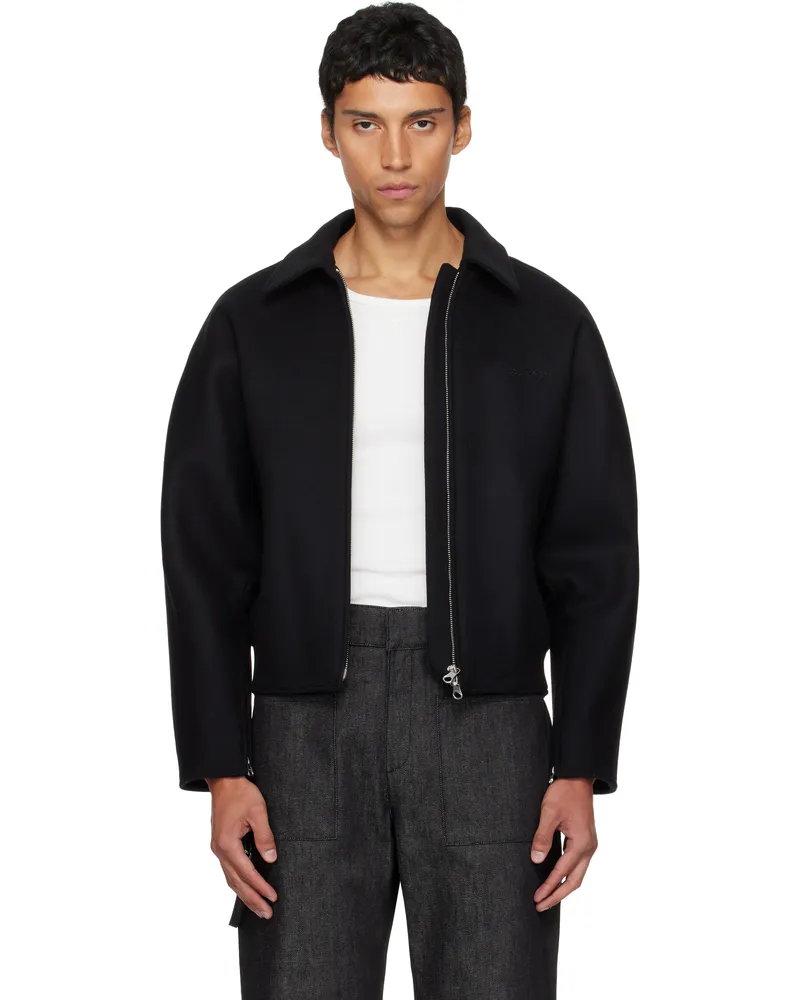 Courrèges Black Embroidered Wool Bomber Jacket 9999