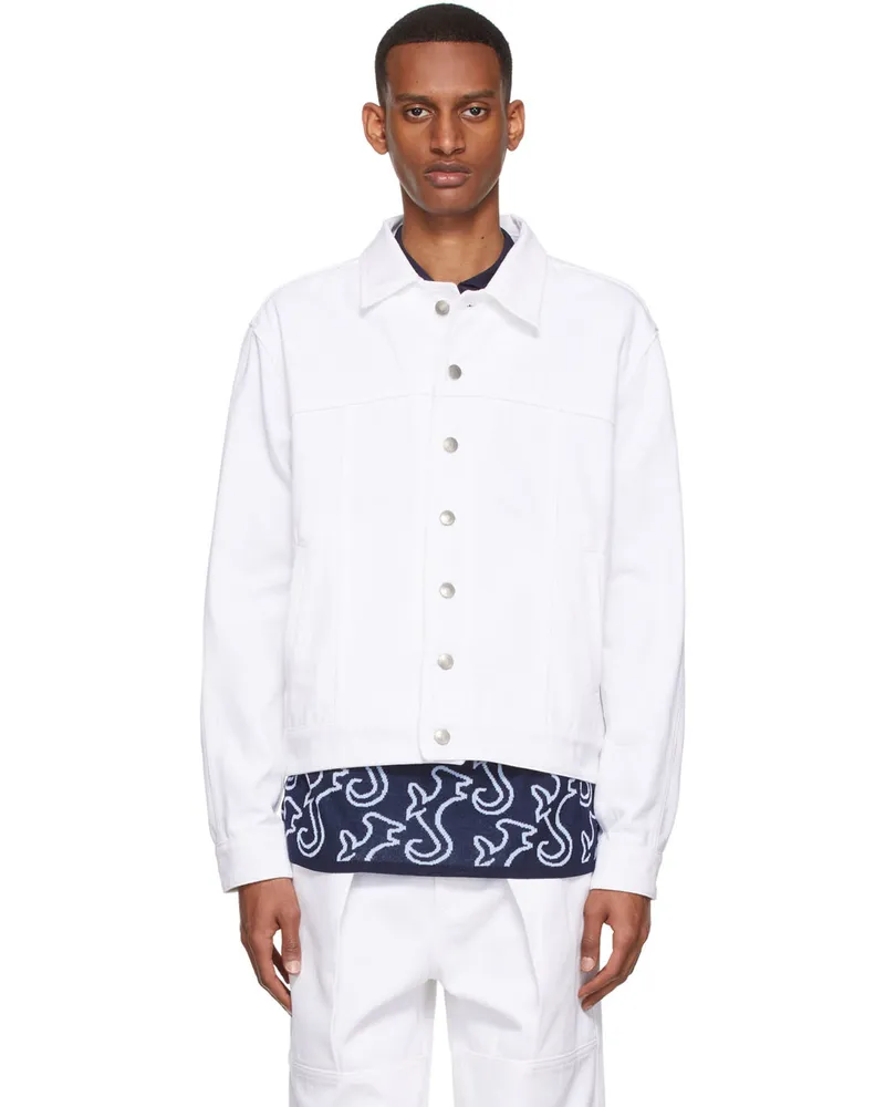 SERAPIS White Hippocampus Denim Jacket White