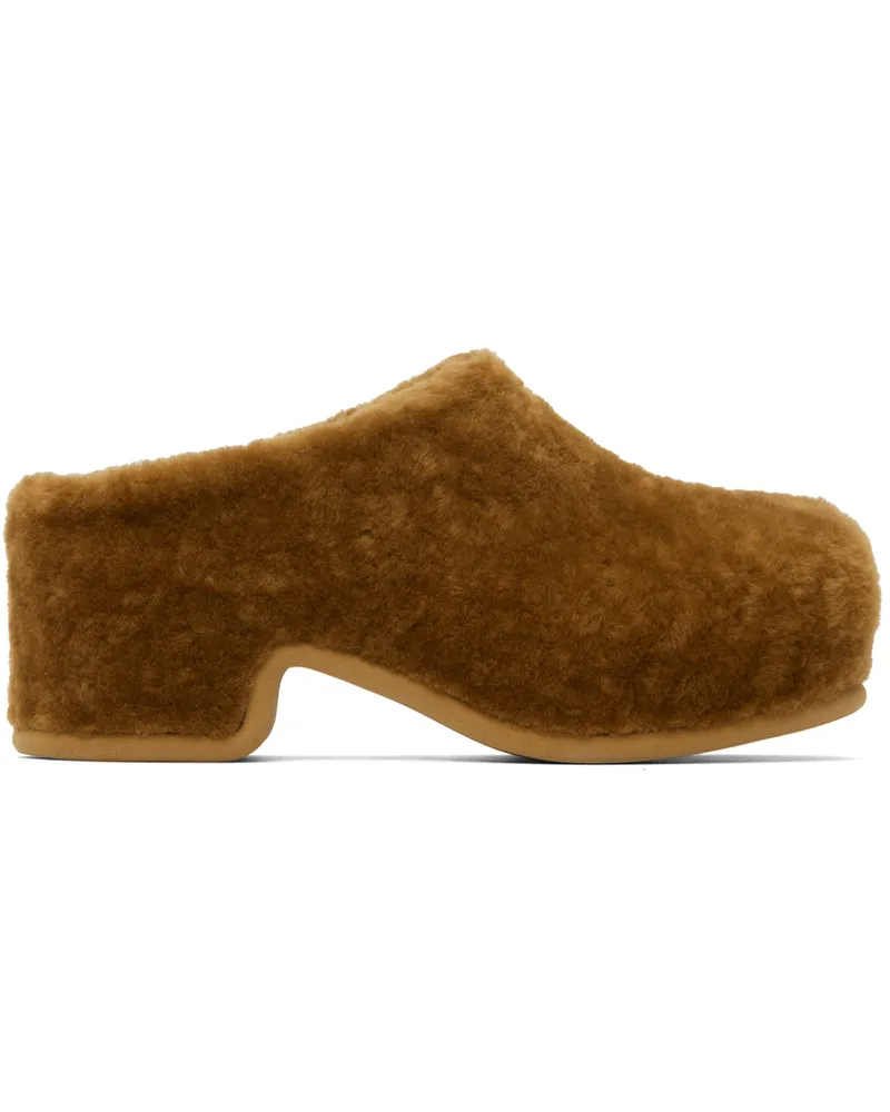 Dries van Noten Tan Shearling Clogs 712