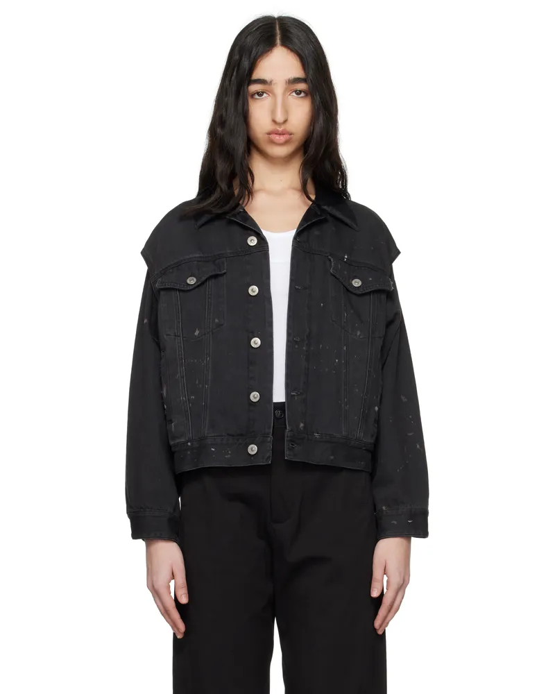 Maison Margiela Black Splatter Effect Denim Jacket 963