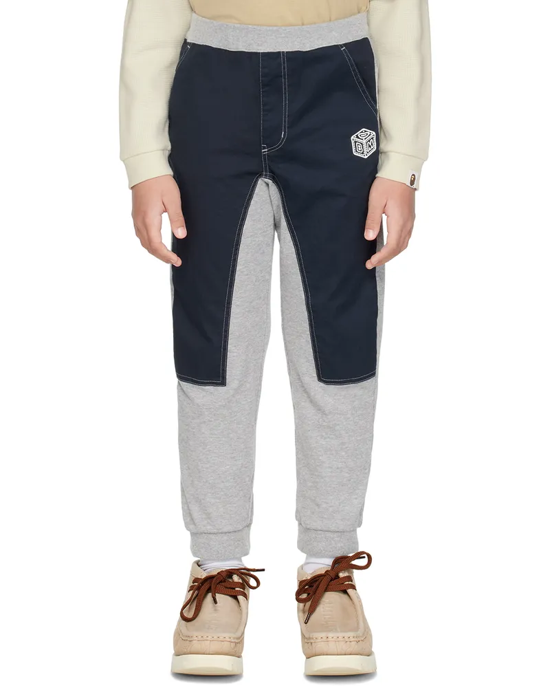 BAPE Kids Navy & Gray Baby Milo UFO Game Sweatpants Navy