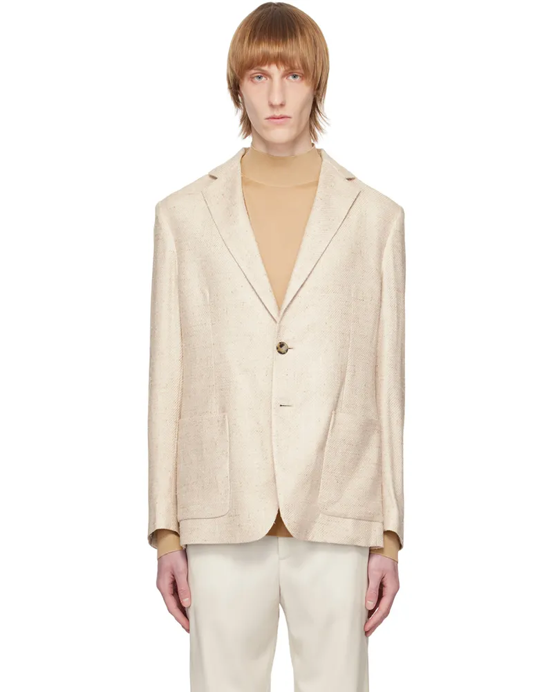 AGNONA Beige Notched Lapel Blazer 210