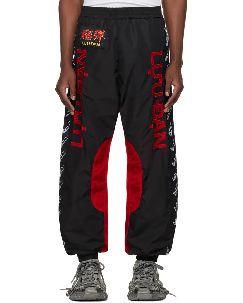 LU'U DAN Black & Red Shell Track Pants Black