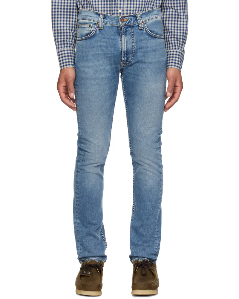 Nudie Jeans Blue Lean Dean Jeans Broken