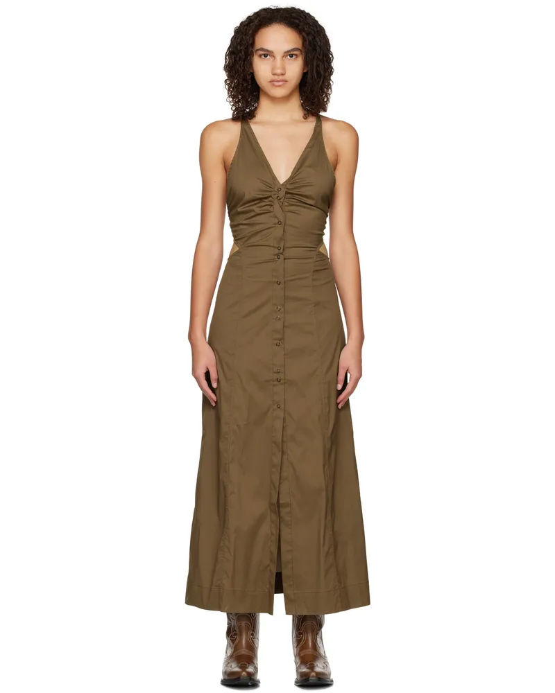 Ganni Brown Criss-Cross Maxi Dress 377