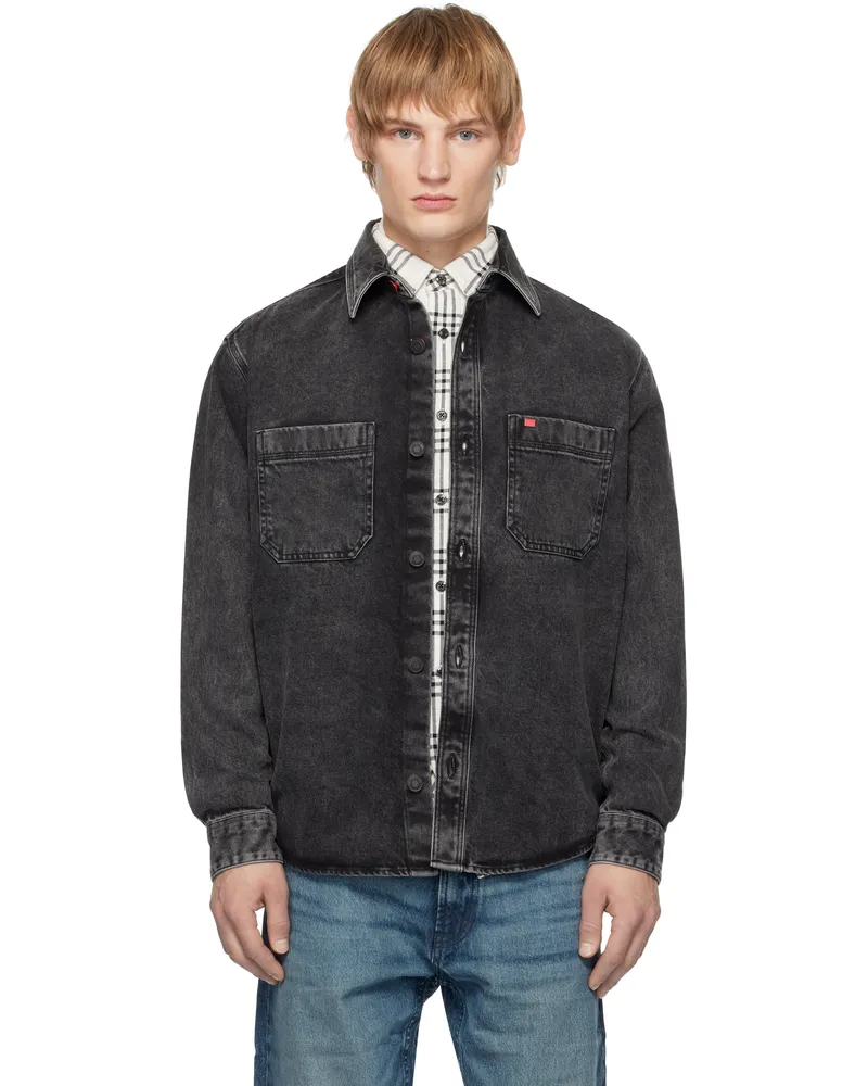 HUGO BOSS Black Faded Denim Shirt 019-charcoal