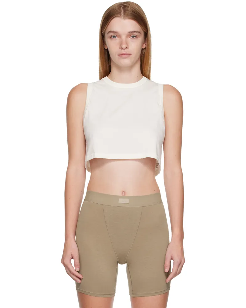 SKIMS Off-White SKIMS Boyfriend Sleep Crop Tank Top Marble
