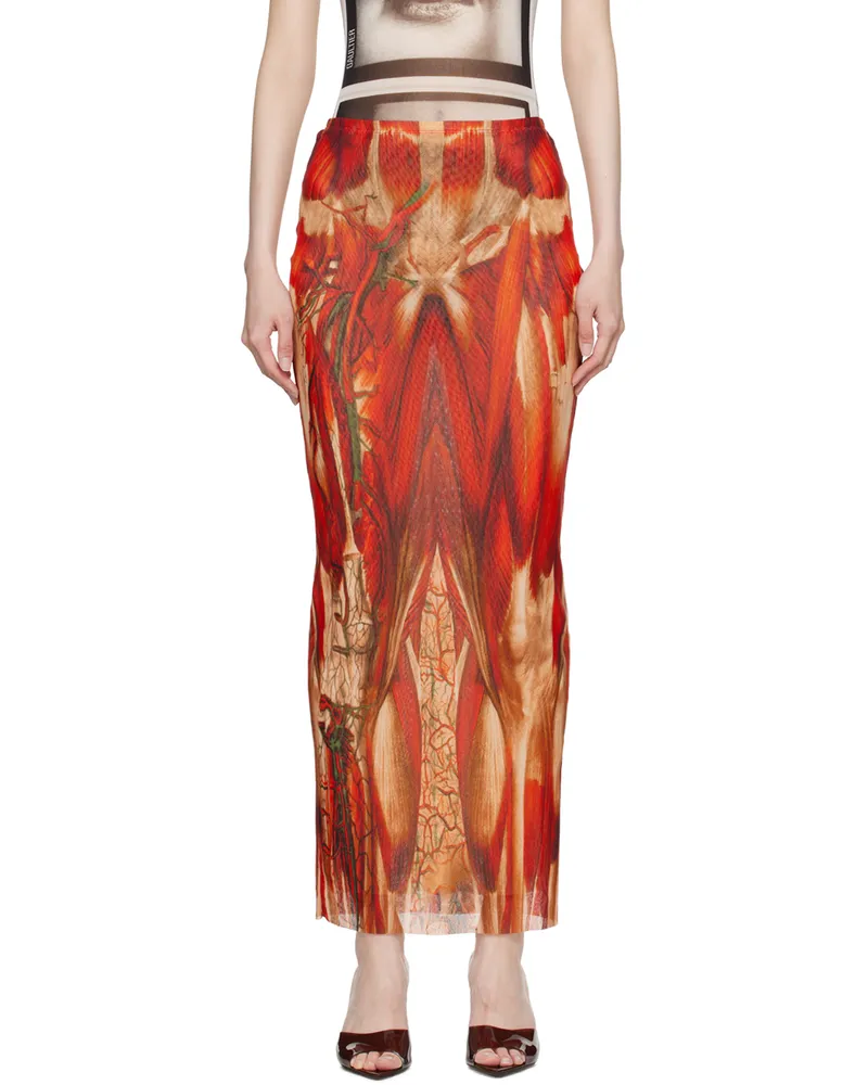 Jean Paul Gaultier Red 'The Écorché' Maxi Skirt 301540-red
