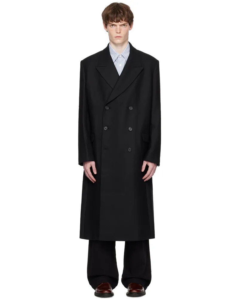 Hope Black Relaxed Double Breasted Coat Black