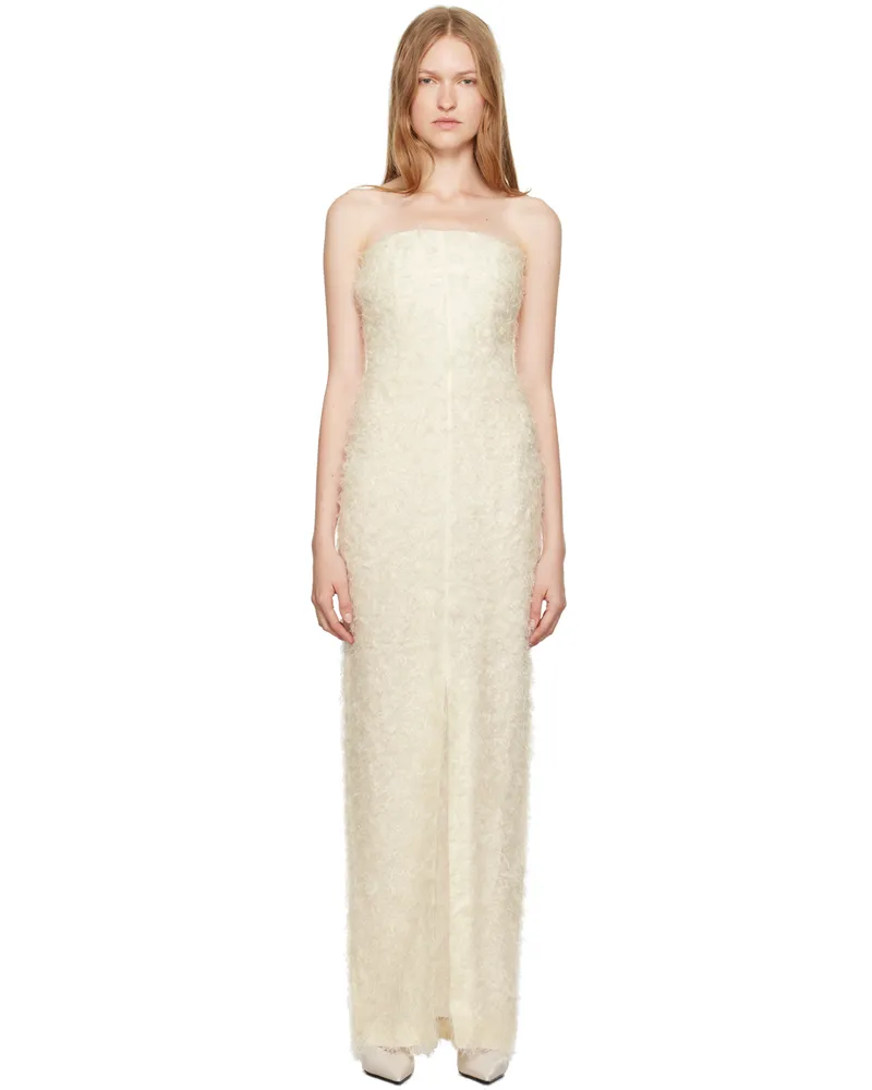 Totême Off-White Strapless Fil Coupé Maxi Dress Ecru
