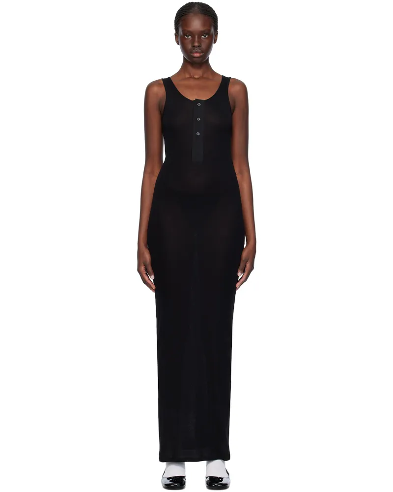 AMI Paris Black Button Maxi Dress Black
