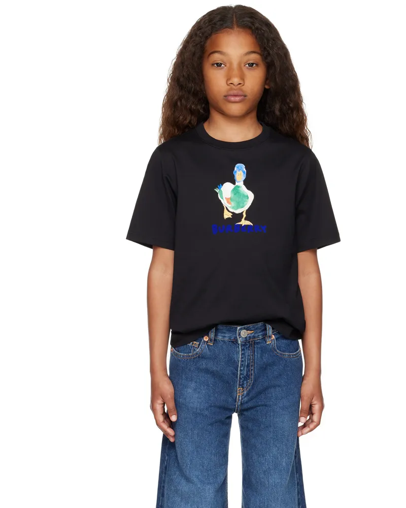 Burberry Kids Black Cedar Duck Walk T-shirt Black