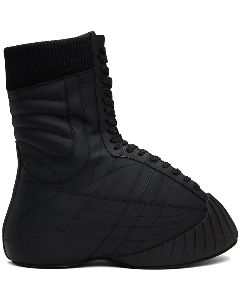 Balmain Black B-Cloud Rubberized Leather Boots 0pa