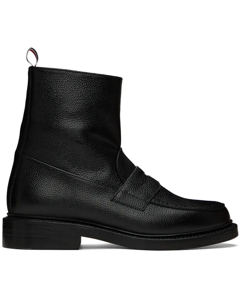 Thom Browne Black Penny Loafer Ankle Boots Black