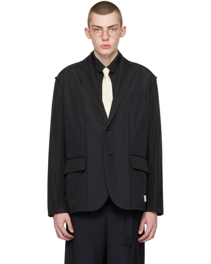 Sacai Black Notched Lapel Blazer 001