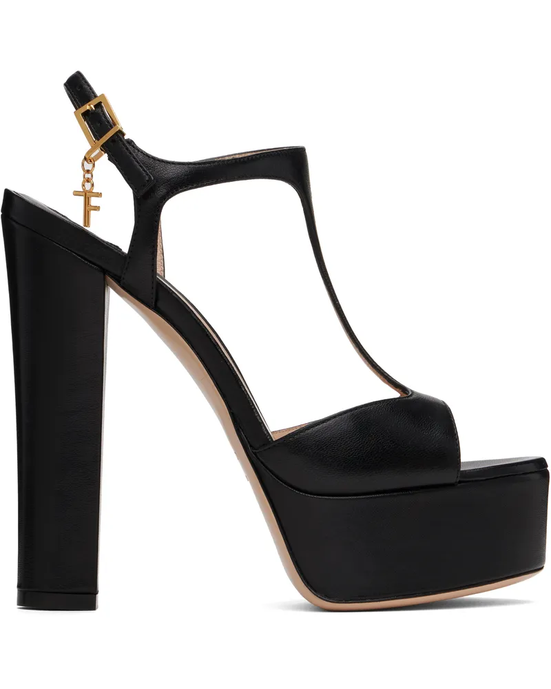 Tom Ford Black Nappa Leather Lux Heeled Sandals 1n001