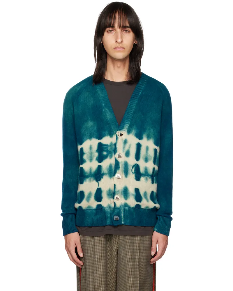 The Elder Statesman Blue Vision Cardigan Blue