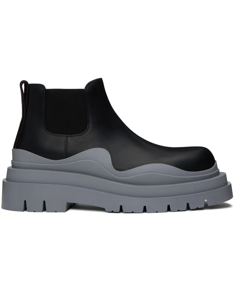 Bottega Veneta Black & Gray Tire Chelsea Boots 1378