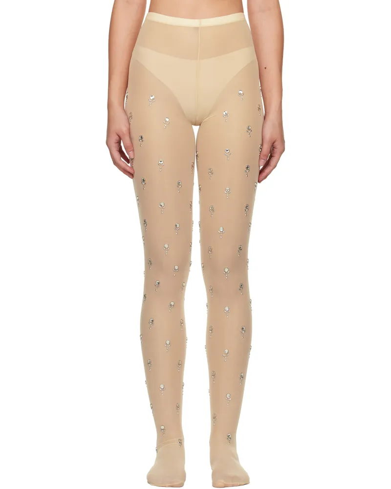 Paco Rabanne Beige Embroidered Jersey Leggings P692