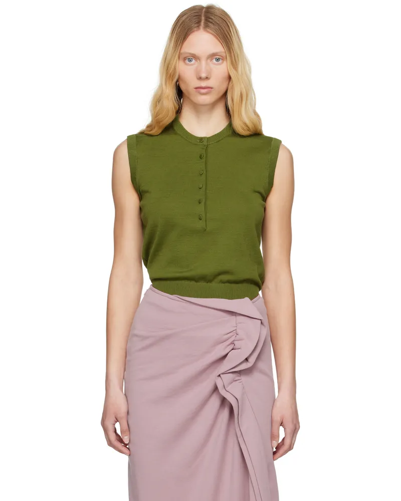 Dries van Noten Green Sleeveless Sweater 607