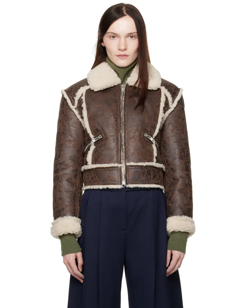 STAND Brown Nyrah Faux-Leather Jacket 87503