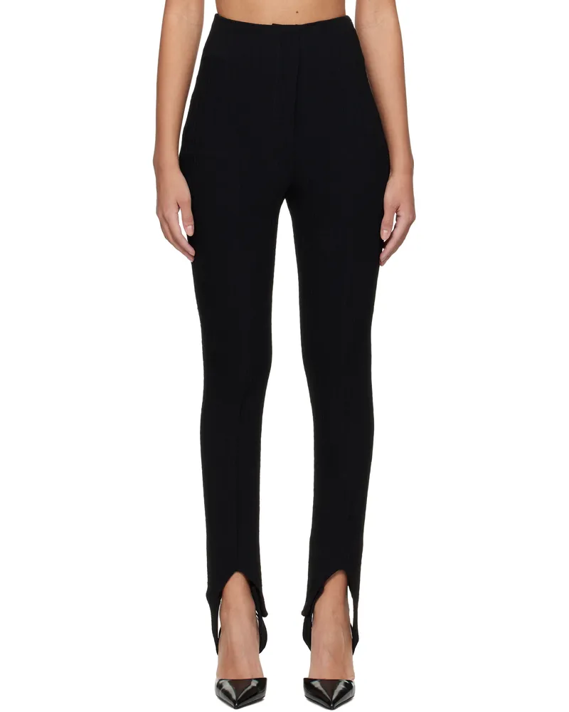 Nanushka Black Savita Seersucker Stirrup Trousers Blk
