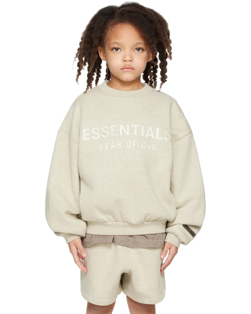 Fear of God Kids Beige Fleece Crewneck Sweatshirt Heather