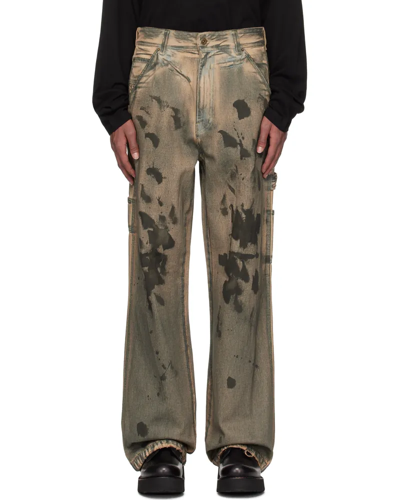 WE 11 DONE Gray & Beige Carpenter Jeans Beige